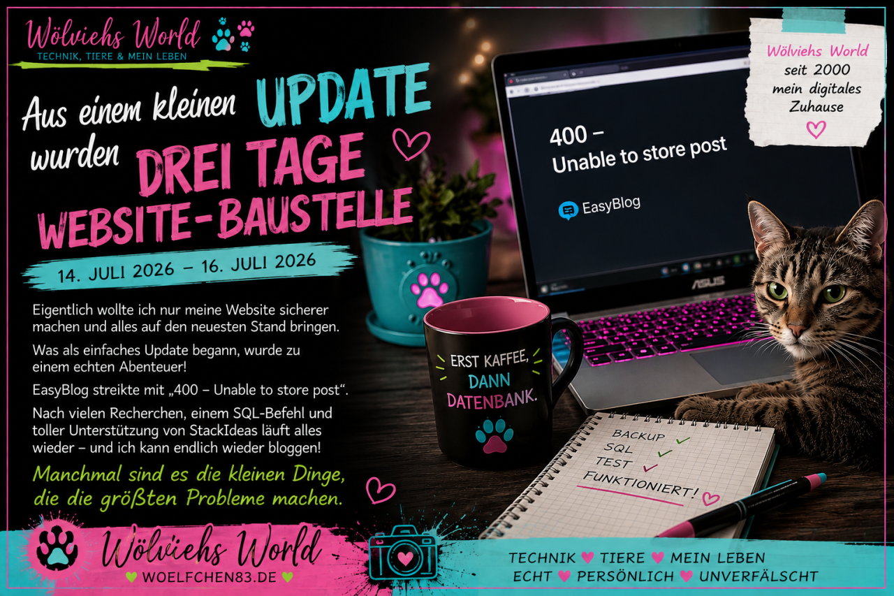 Aus einem kleinen Update wurden drei Tage Website-Baustelle